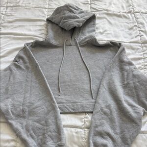 ALO Yoga Light Gray Cropped Hoodie